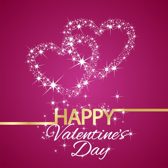 Happy Valentines Day star hearts pink background